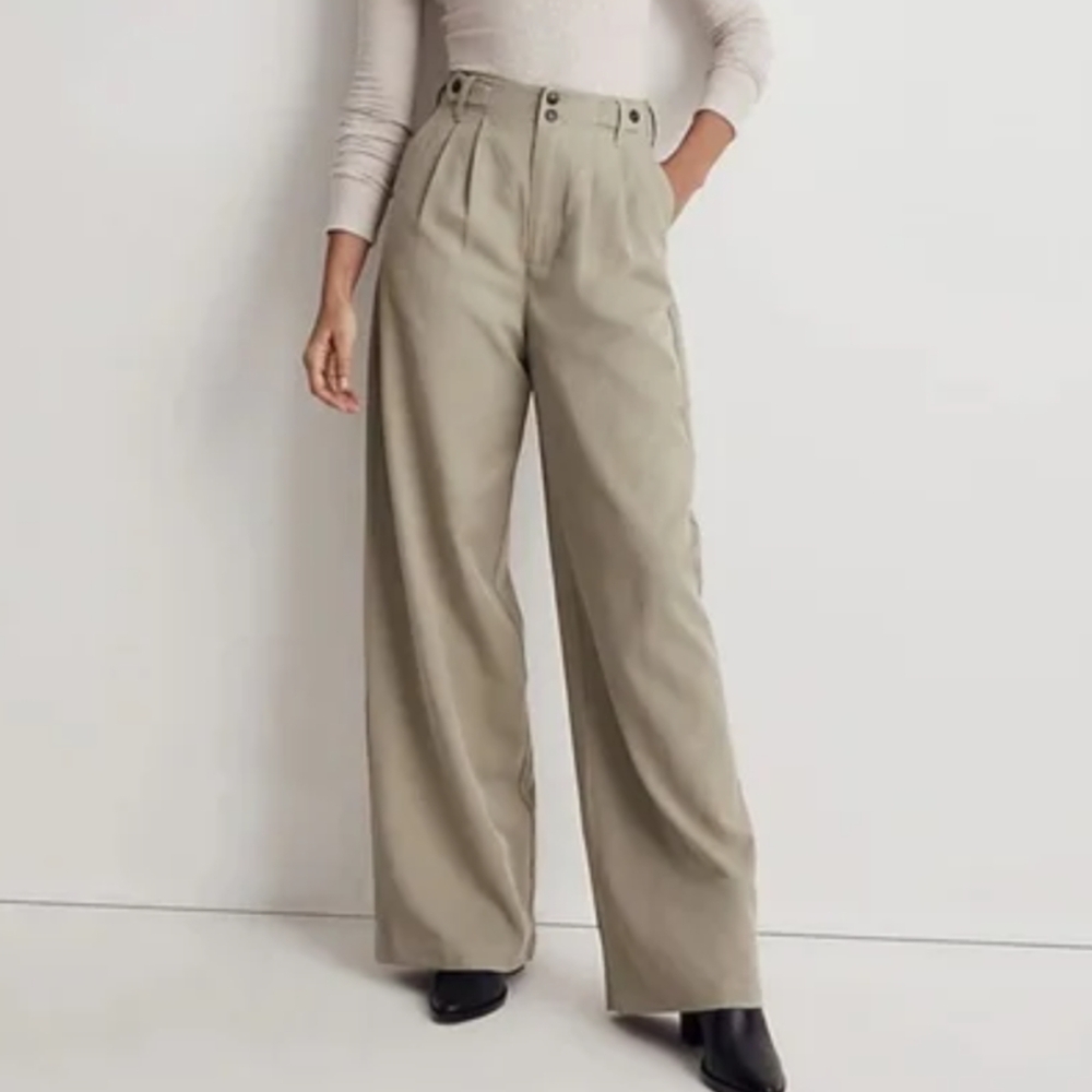 Madewell Harlow Wide Leg Trousers Light Green 14